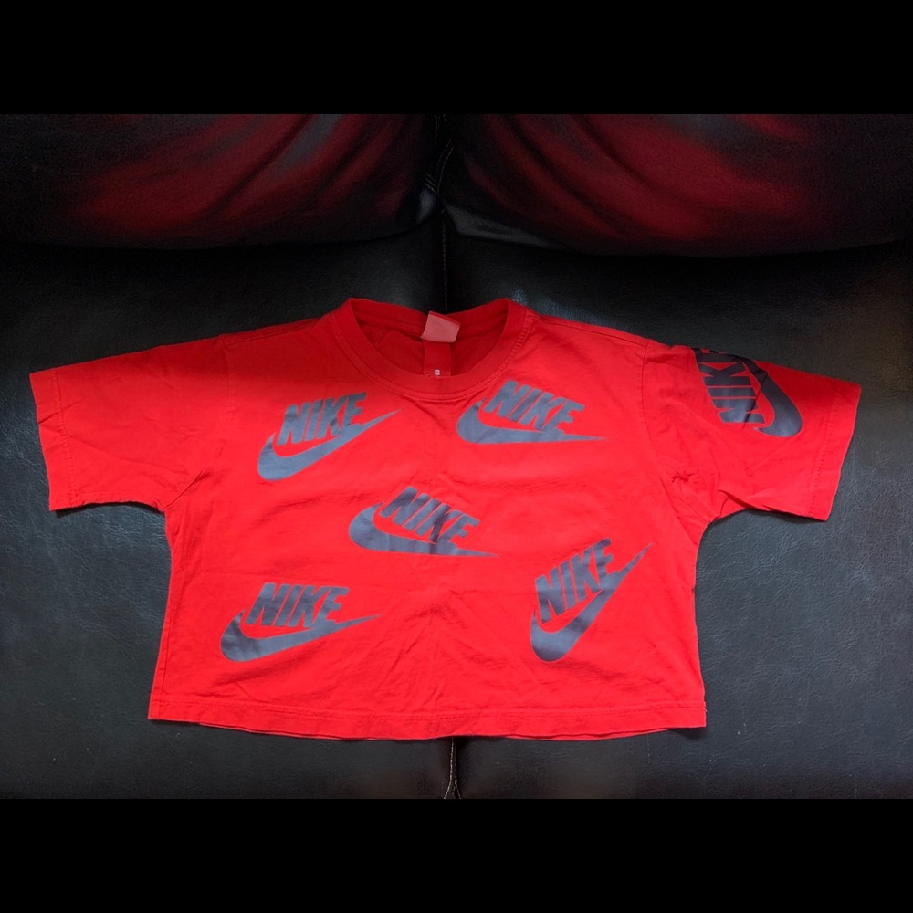 Red Nike logo crop top